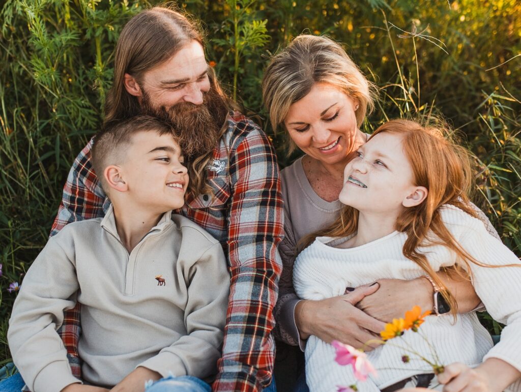 Family photo taken at Parker Flower Farm in Elkton, FL